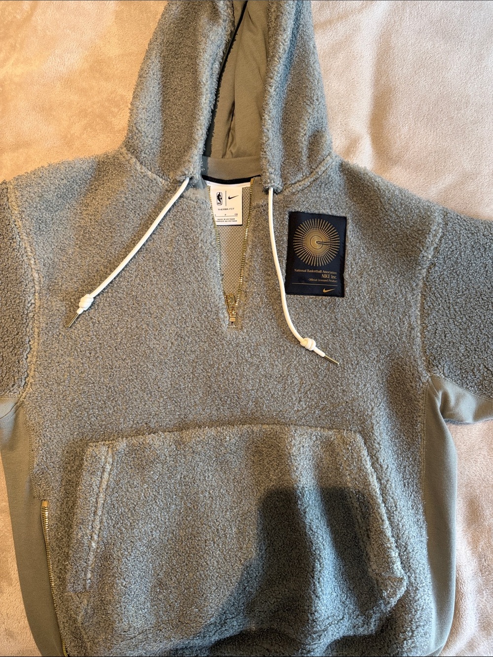 Nike x National Basketball Association Men’s Green/Gray Sherpa Half-Zip Hoodie
